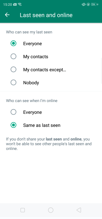 Last seen and online