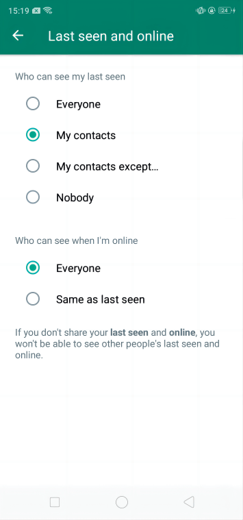 Last seen and online